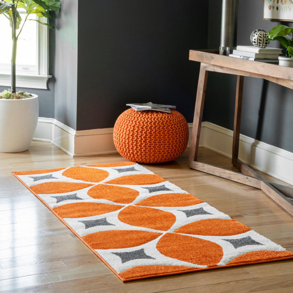 Oliver Eckert Geometric Handmade Tufted Orange/Gray Area Rug
